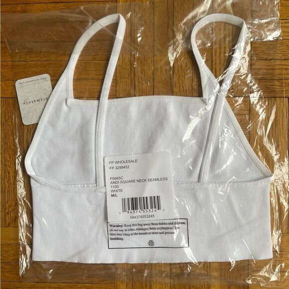 Free People Andi Square Neck Crop Top Bralette White Size M/L NWT - Picture 8 of 11